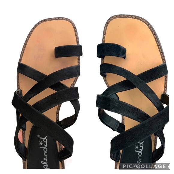 Splendid Women's Stevie Strappy Toe Loop Sandals Heels Suede Summer Black 8.5 - Picture 6 of 12